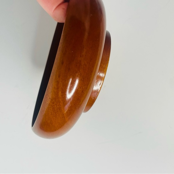 Vintage CaribCraft Solid Mahogany Handmade Haiti MCM Salad Bowl Set - Picture 8 of 10